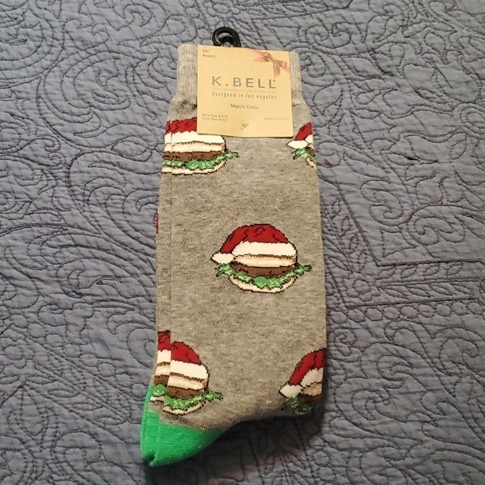 K. Bell Men's Santa Burger Socks Size 10-13 New